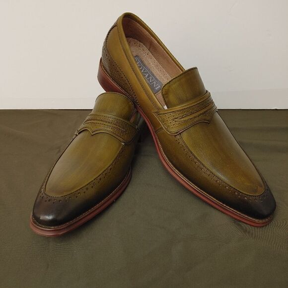 GIOVANNI MEN'S LEATHER DRESS SHOE SLIP ON LOAFER. - Picture 1 of 8